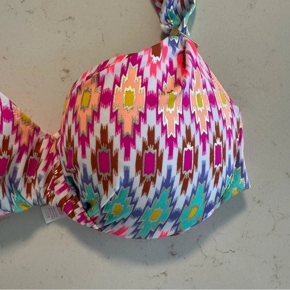 Victorias Secret Ikat Foil Push Up Padded The Fabulous Bikini Top 32B
